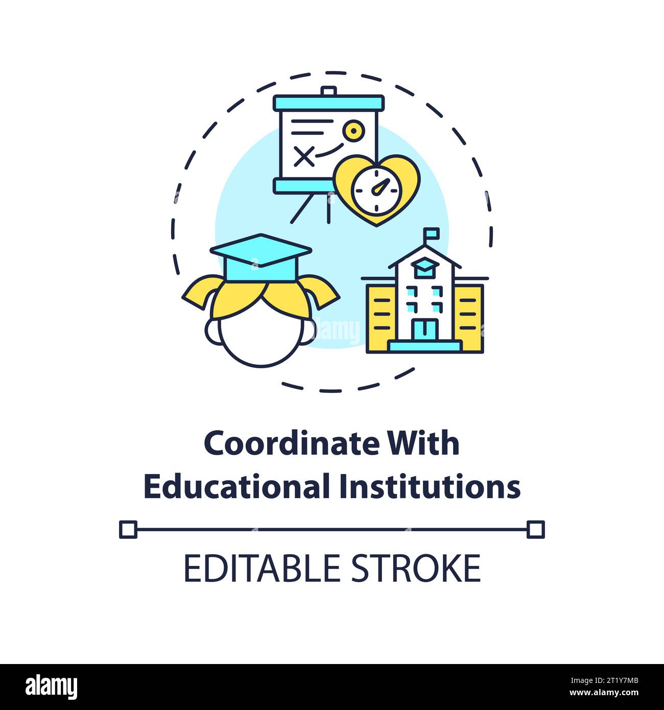 Icône de ligne mince coordonner avec le concept des établissements d'enseignement Illustration de Vecteur