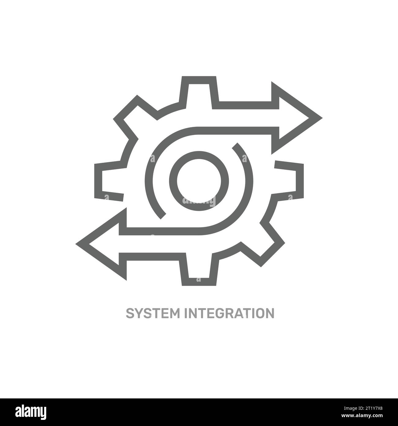 Procédé d'exploitation de données et d'intégration de système avec une roue dentée à ligne mince. Soulignez la tendance moderne simple recycler ou exécuter l'élément de conception graphique logotype Illustration de Vecteur