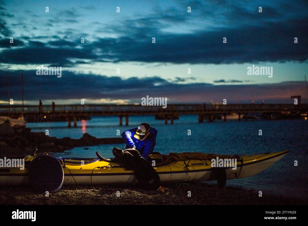 Les bateaux sont prêts le matin avant le début de la course vers l'Alaska, une course de bateaux non motorisés de 750 miles de Port Townsend, WA à Ketchikan, Alaska. Banque D'Images