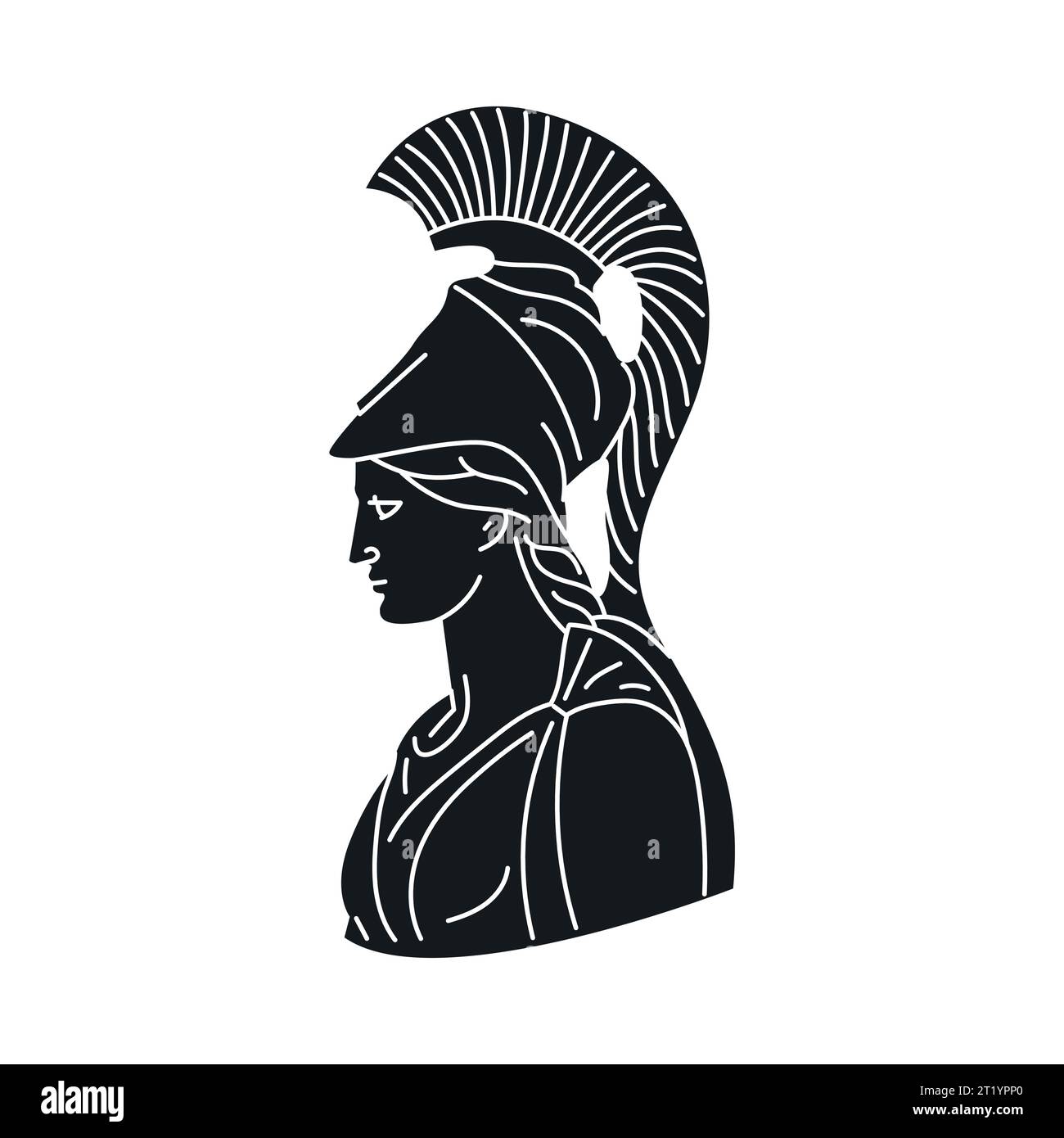 Statue d'Athéna concept noir. Déesse grecque antique isolée sur fond noir. Illustration numérique pour page web, application mobile, promo. Illustration de Vecteur