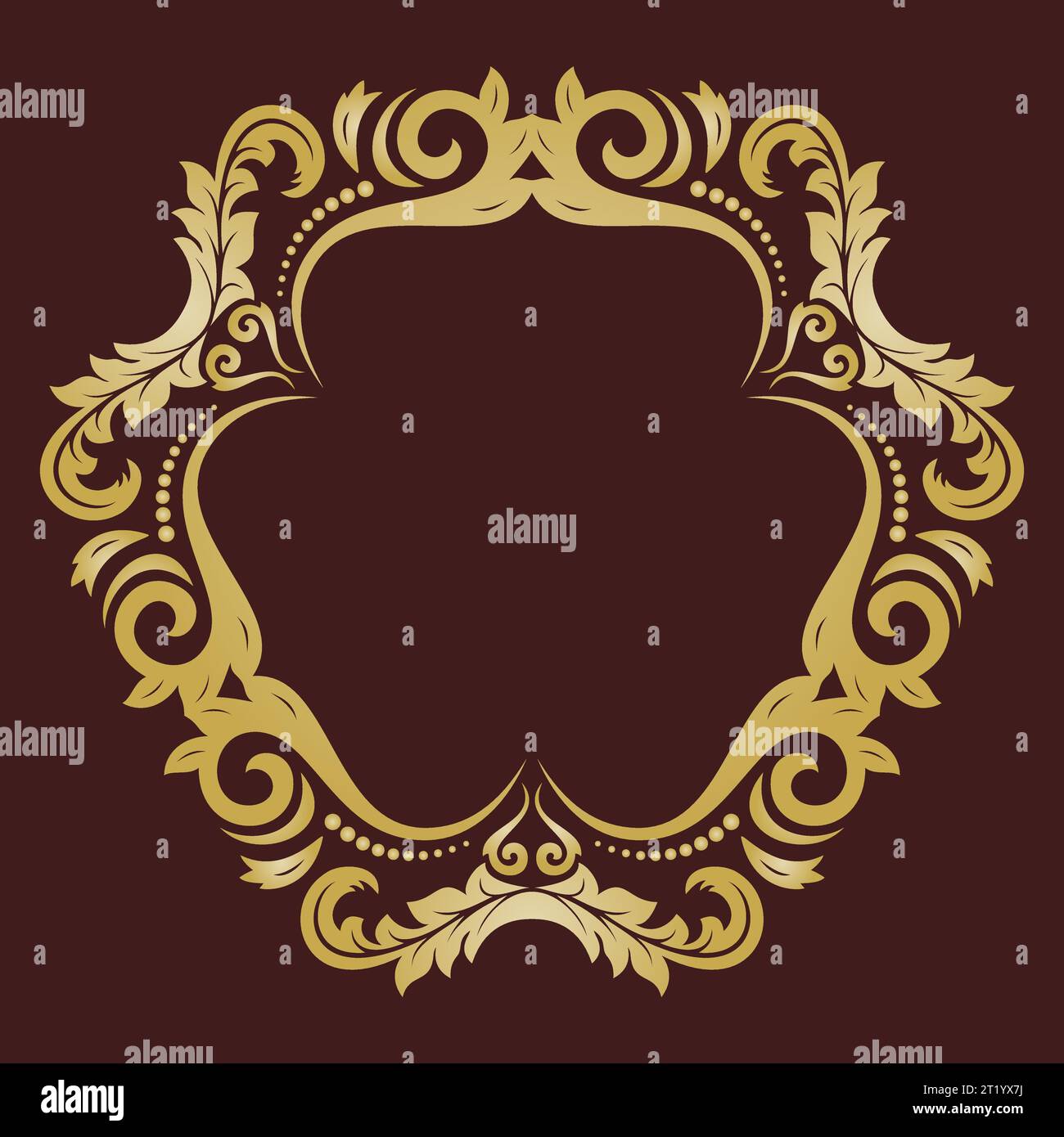 Vecteur oriental cadre brun et doré avec arabesques et éléments floraux. Bordure triangulaire florale avec motif vintage Illustration de Vecteur