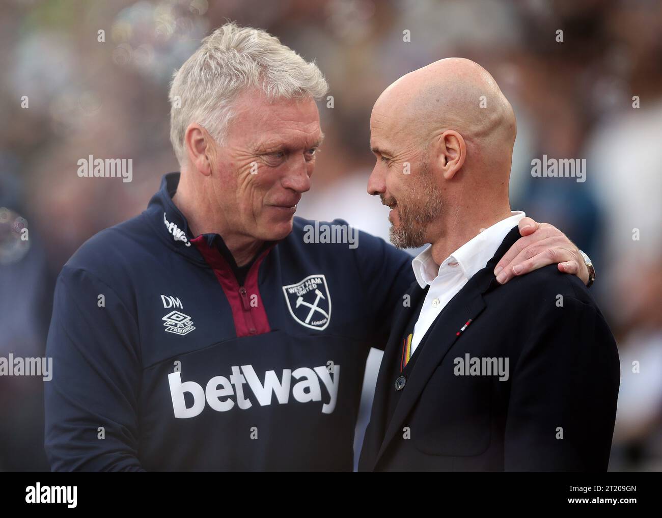 Erik Ten Hag Manager de Manchester United et David Moyes Manager de West Ham United. - West Ham United contre Manchester United, Premier League, London Stadium, Londres, Royaume-Uni - 7 mai 2023. Usage éditorial uniquement - des restrictions DataCo s'appliquent Banque D'Images