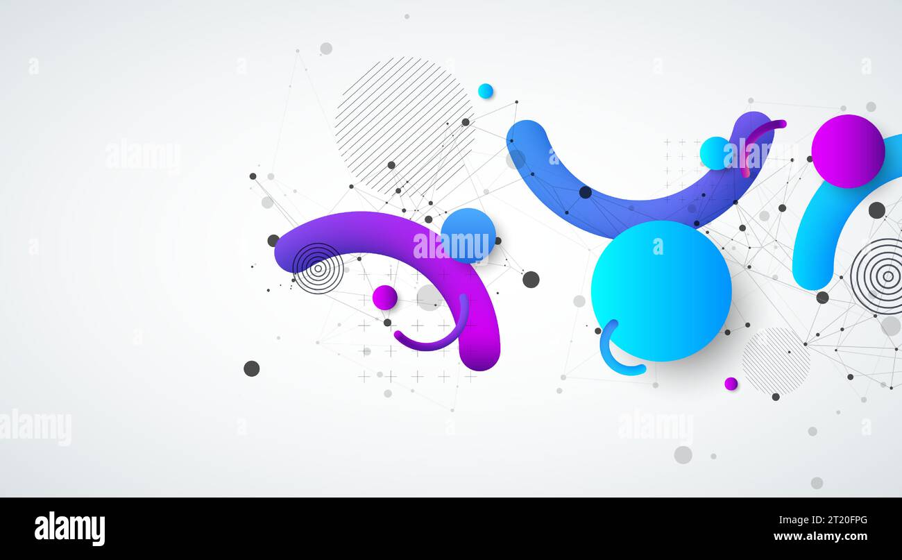 Fond abstrait avec une variété de formes colorées. Illustration de Vecteur
