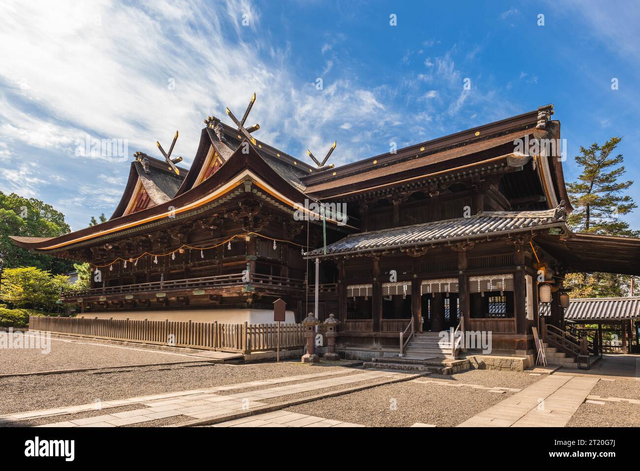Hondan Haidan de Kibitsu Jinja, un sanctuaire shinto à Kibitsu, Okayama, Japon. Banque D'Images