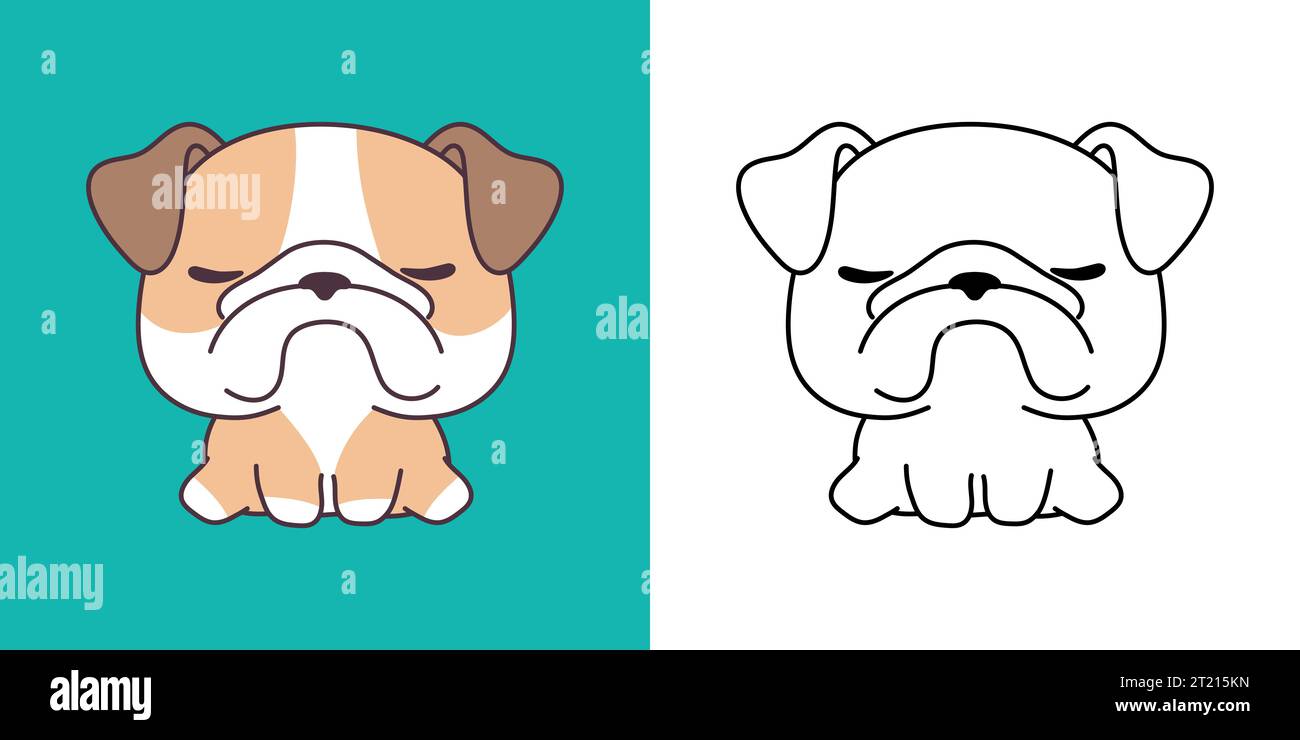Mignon IsolatedBulldog Dog Illustration et pour Coloriage page. Dessin animé clip Art Dog. Illustration de Vecteur