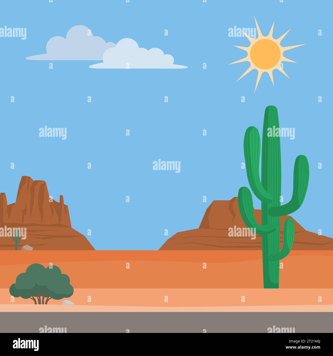 Fond de désert nord-américain avec cactus, nature et concept de voyage Illustration de Vecteur
