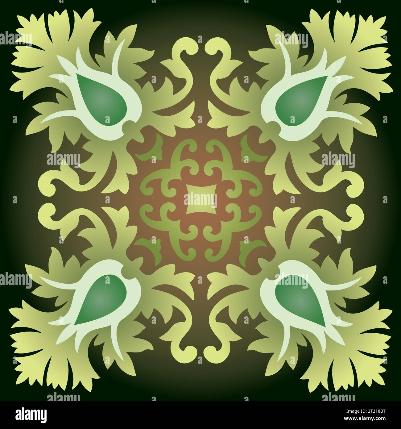 Mandala unique - Flower nature, feuillage, feuilles, Energy Wheel Circle Complex Symbol Décoration abstraite colorée Illustration de Vecteur