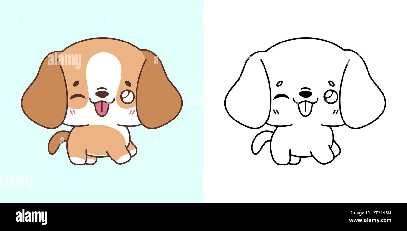 Mignon Beagle Dog Clipart pour Coloriage page et Illustration. Joyeux clip Art Puppy. Illustration de Vecteur