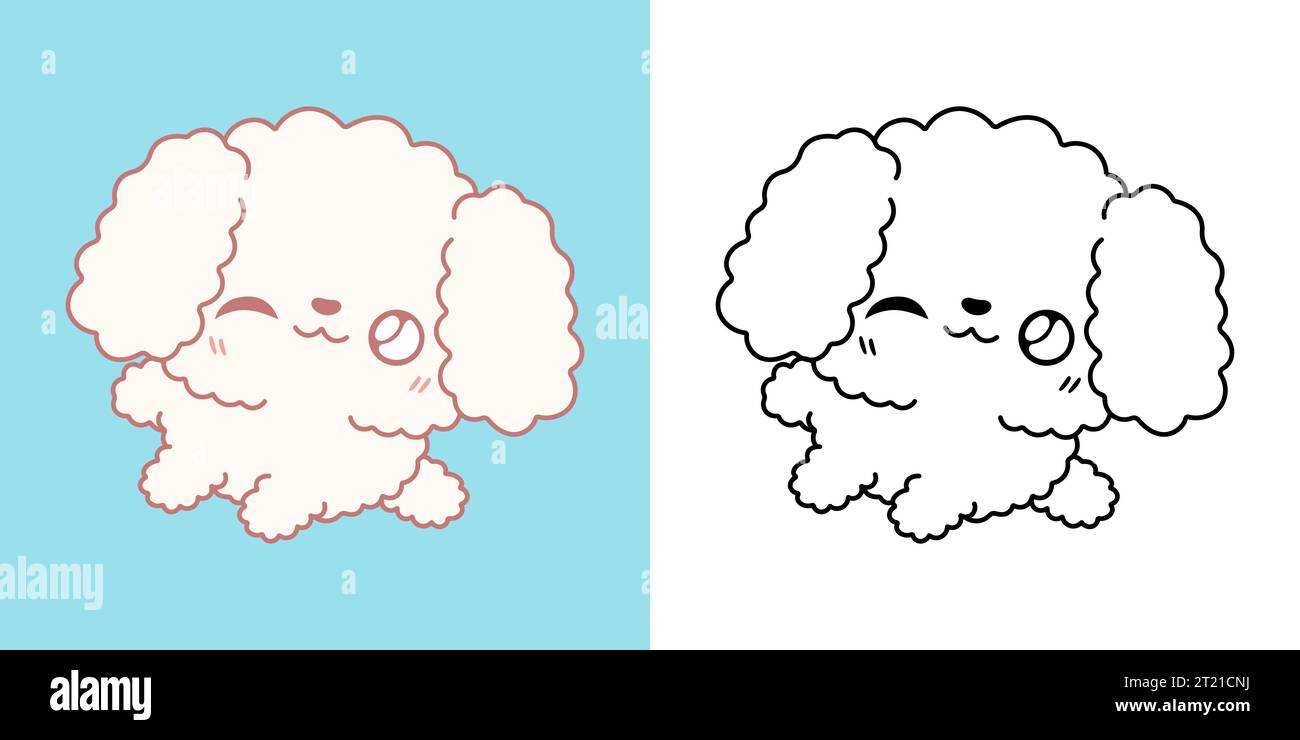 Mignon IsolatedPoodle Dog Illustration et pour Coloriage page. Dessin animé clip Art PET. Illustration de Vecteur
