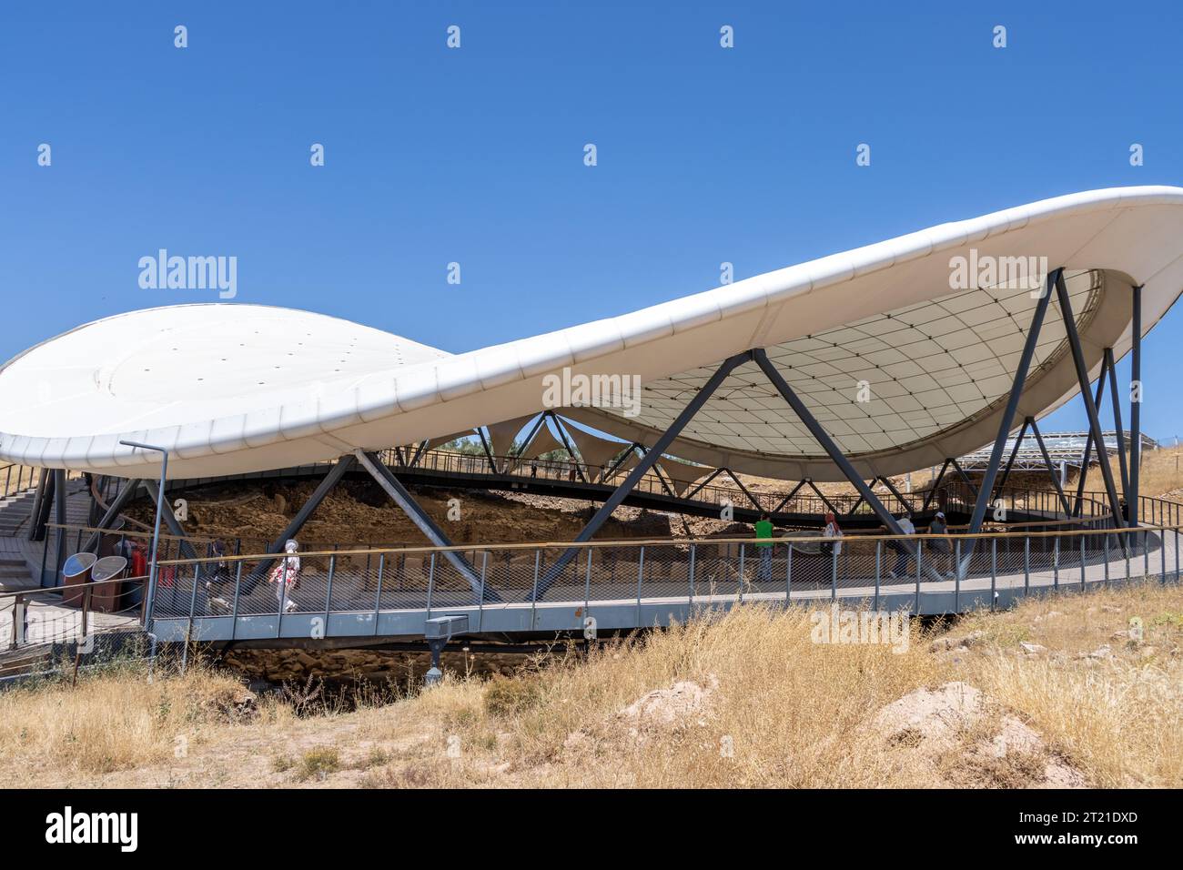 Sanliurfa, Turquie - juillet 17 2023 : site archéologique de Gobeklitepe. C'est le plus ancien et le plus grand temple connu dans l'histoire du Néolithique UNESCO Worl Banque D'Images