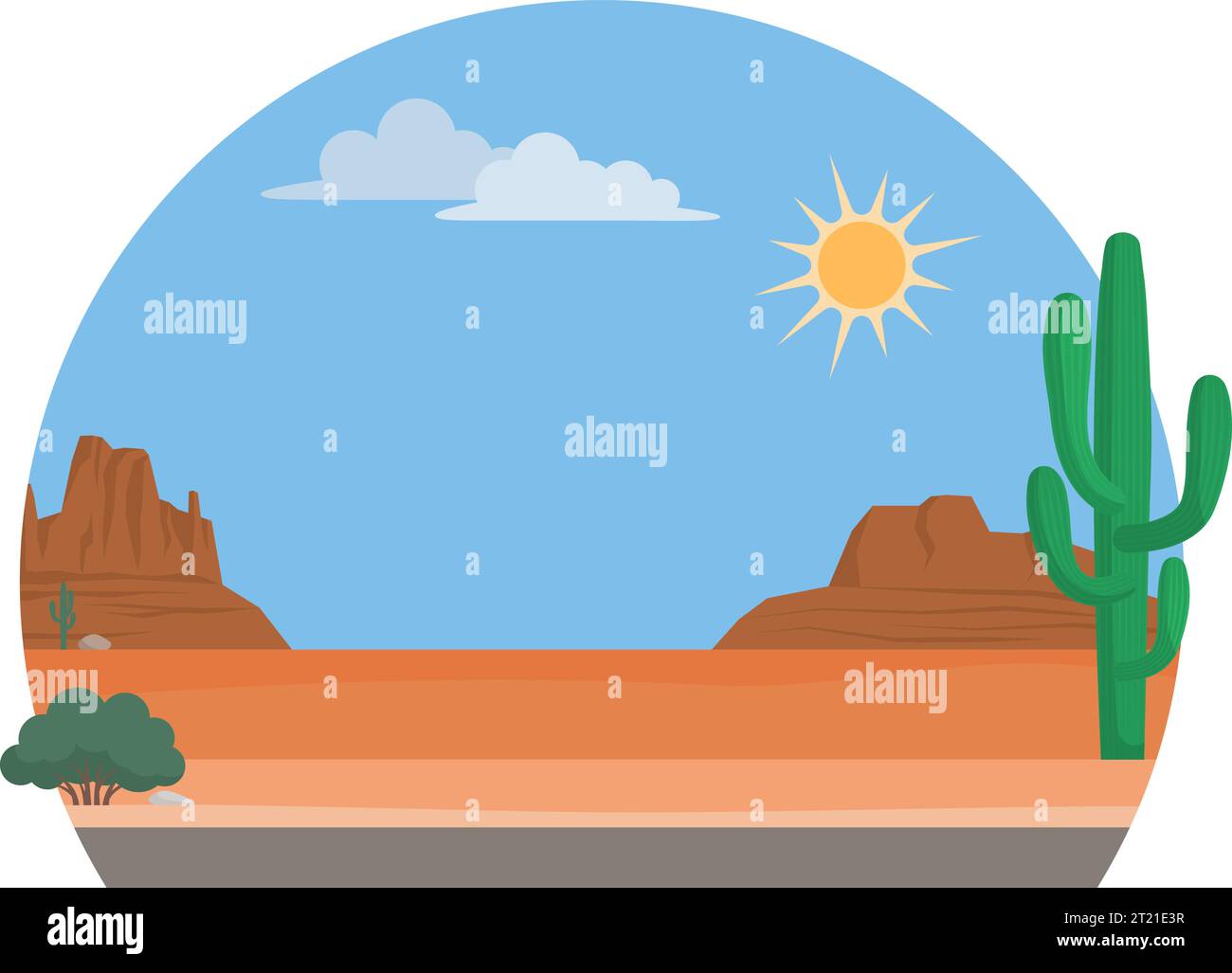 Fond de désert nord-américain avec cactus, badge isolé avec espace copie Illustration de Vecteur
