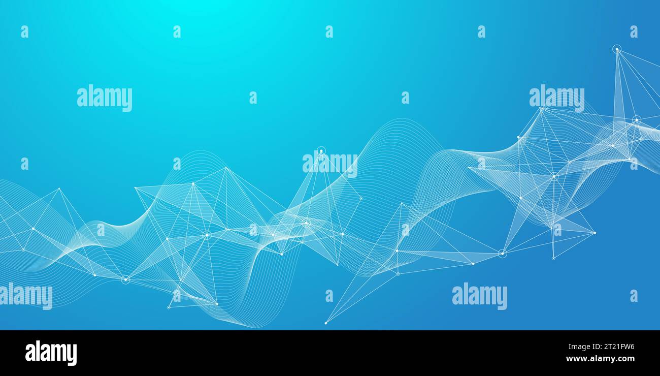 Chiffres résumé fond avec ligne et points, flux d'onde. Réseaux de neurones numériques. Connexion réseau et l'arrière-plan pour votre présentation Banque D'Images