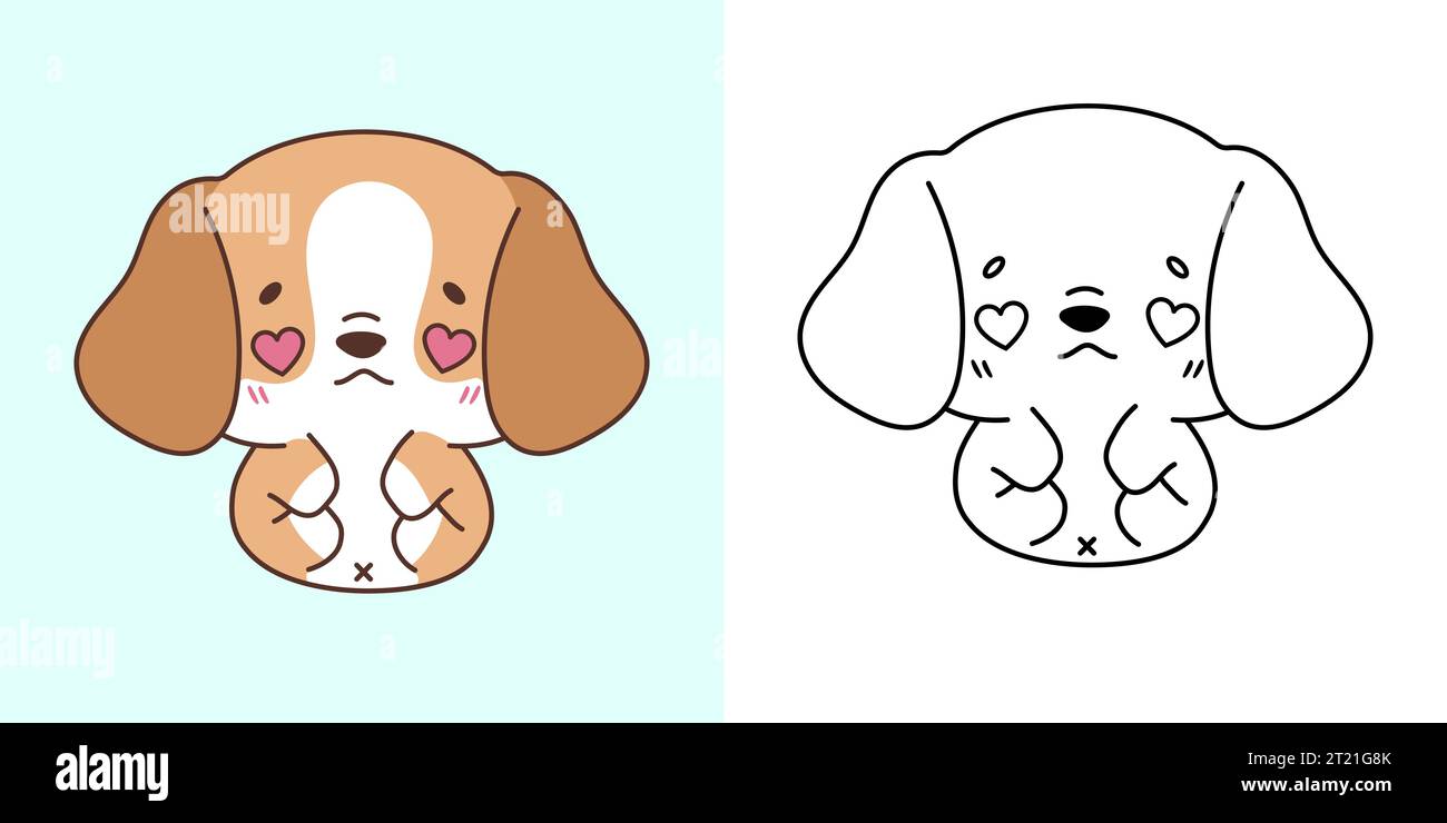 Dessin animé Beagle Dog Clipart pour Coloriage page et Illustration. Clip Art chien isolé. Illustration de Vecteur