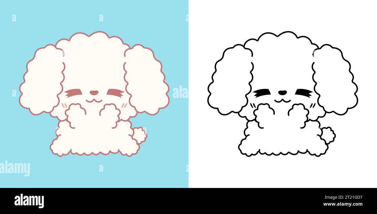 Mignon IsolatedPoodle Dog Illustration et pour Coloriage page. Dessin animé clip Art Dog. Illustration de Vecteur
