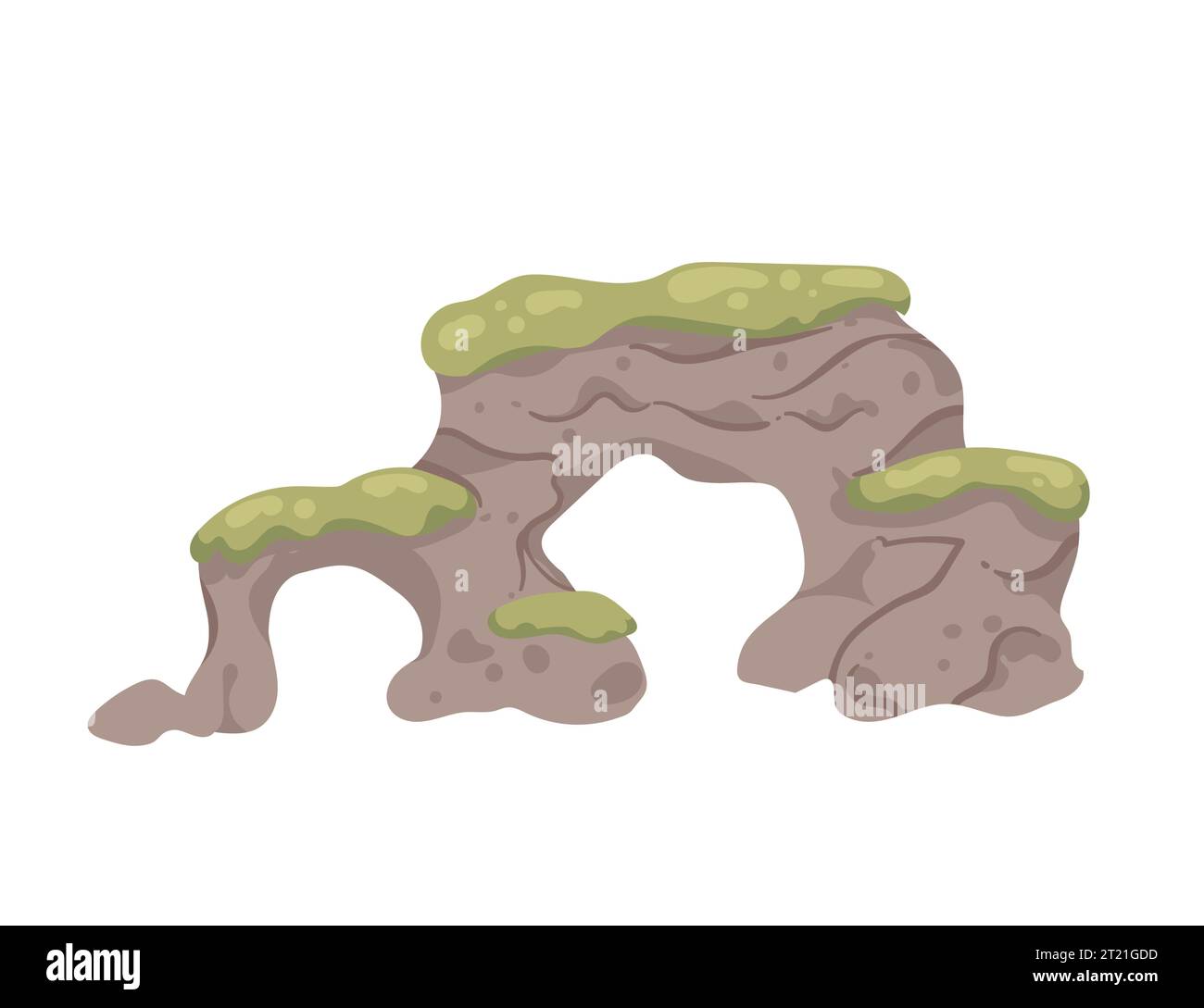 Arc de pierre de nature avec décor d'algues pour illustration vectorielle d'aquarium isolé sur fond blanc Illustration de Vecteur