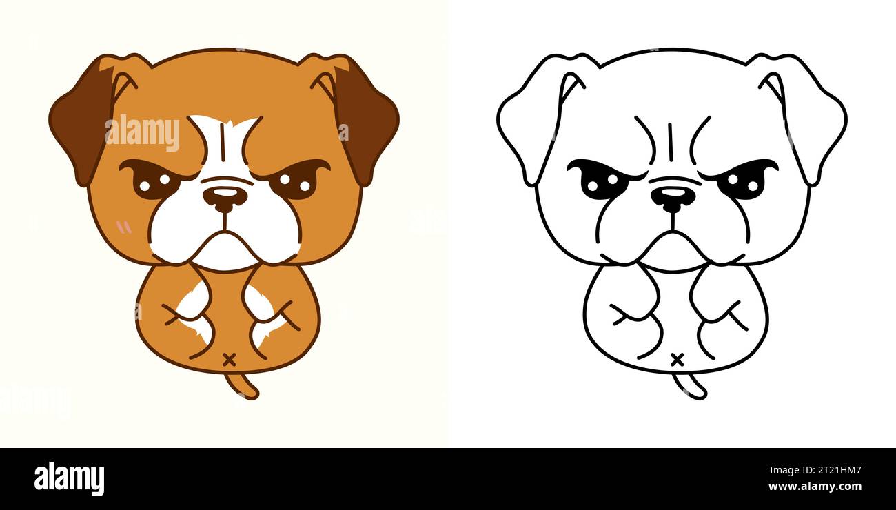 Dessin animé Boxer Dog Clipart pour Coloriage page et Illustration. Clip Art Puppy isolé. Illustration de Vecteur