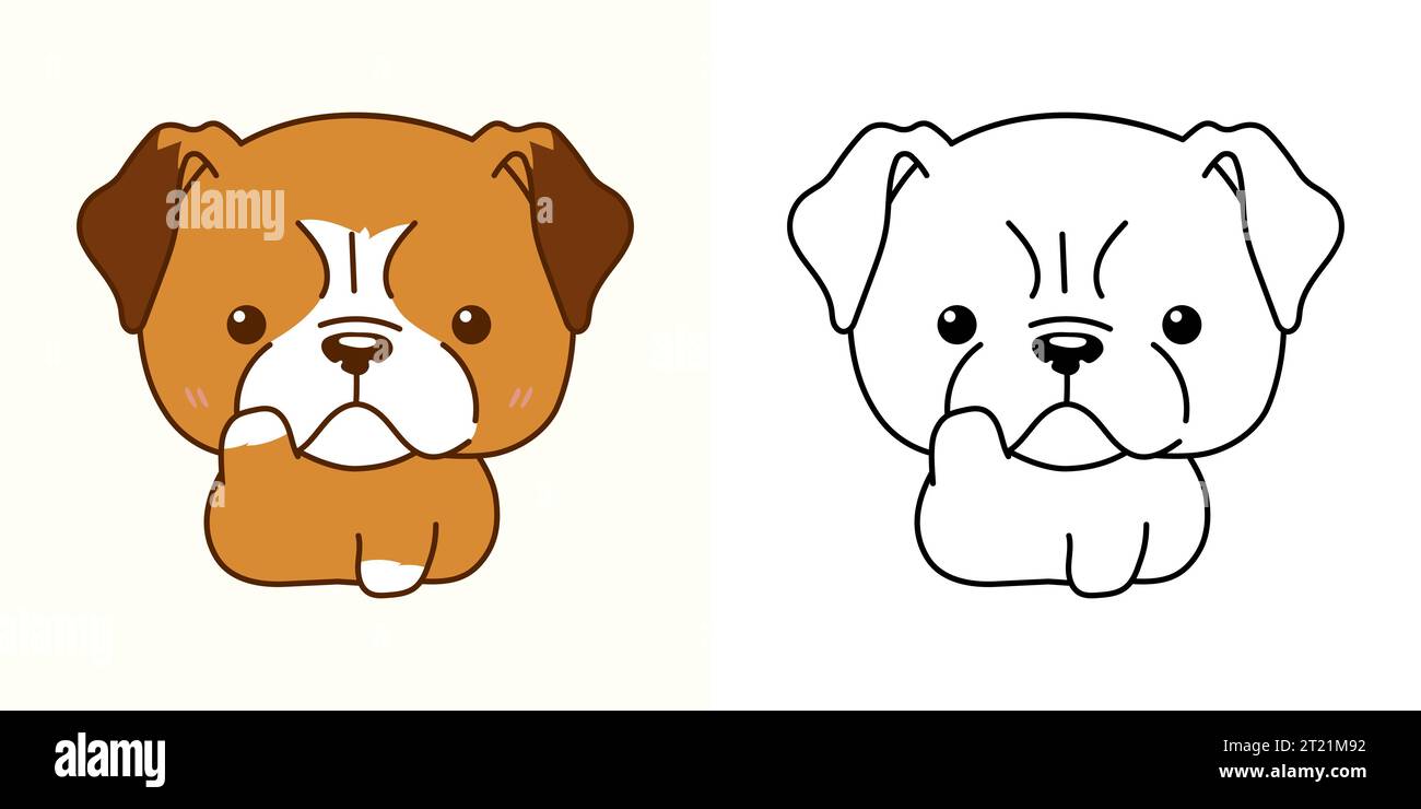 Clipart Boxer Puppy multicolore et Noir et blanc. Mignon clip Art Dog Illustration de Vecteur