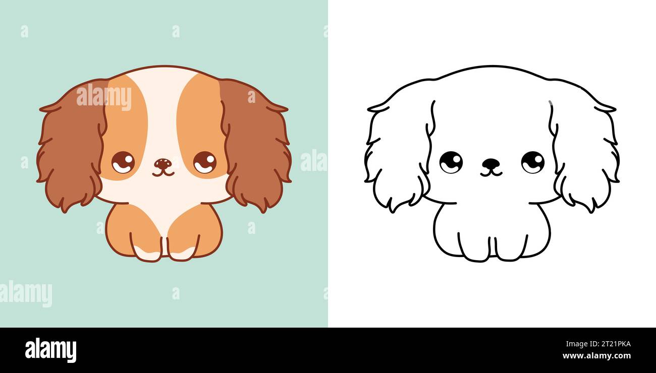 Mignon IsolatedCocker Spaniel Dog Illustration et pour Coloriage page. Dessin animé clip Art Puppy. Illustration de Vecteur