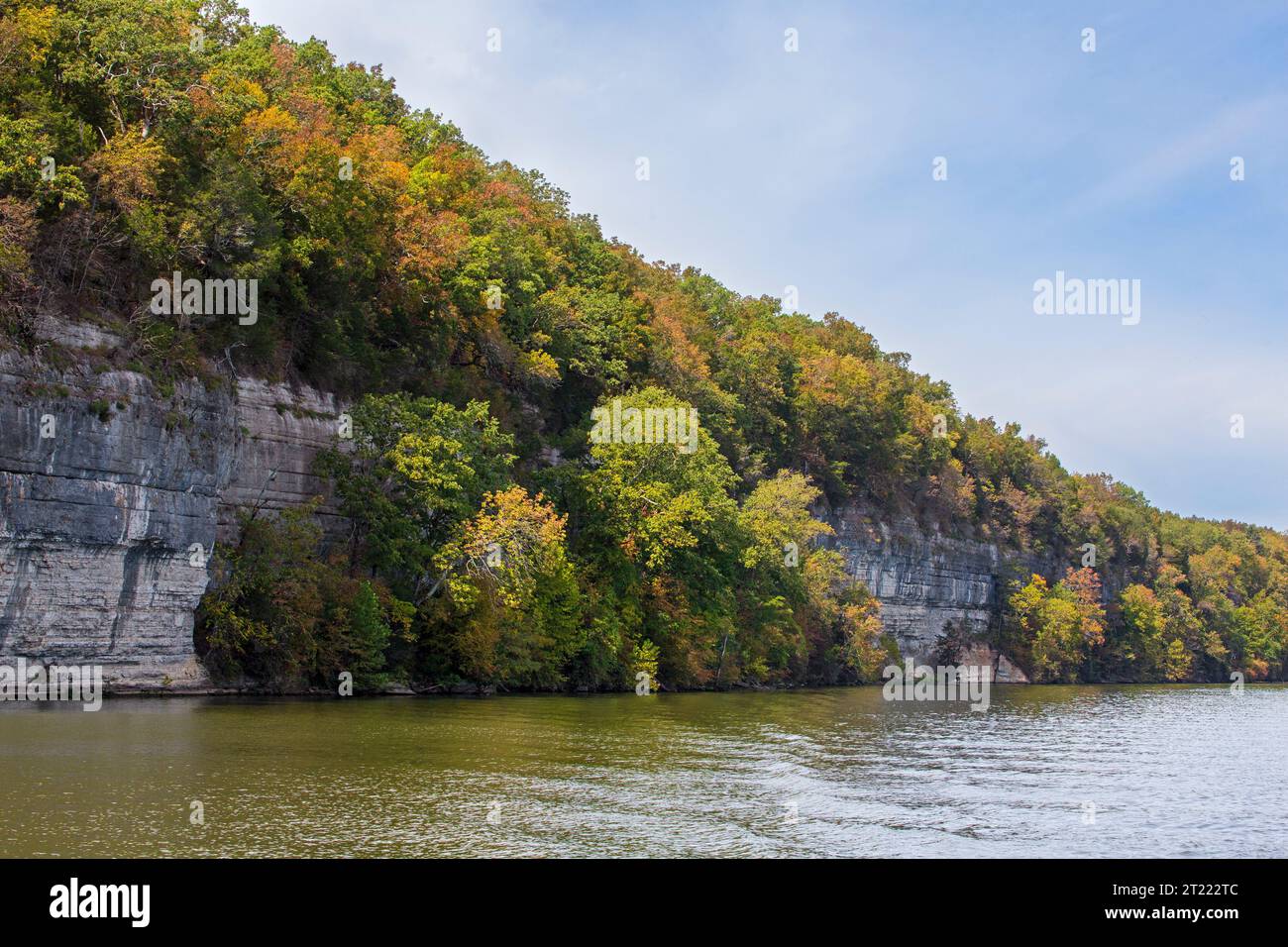 Couleurs d'automne à Seven Mile Bluff sur le lac Old Hickory, rivière Cumberland, Tennessee Banque D'Images