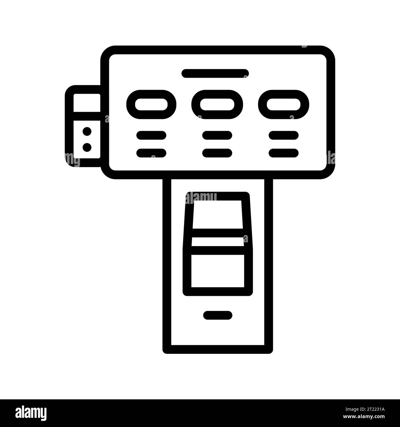 Icône de la ligne noire de l'enregistrement de l'hôtel. Machine en libre-service. Pictogramme pour page Web, application mobile, Promo. Illustration de Vecteur