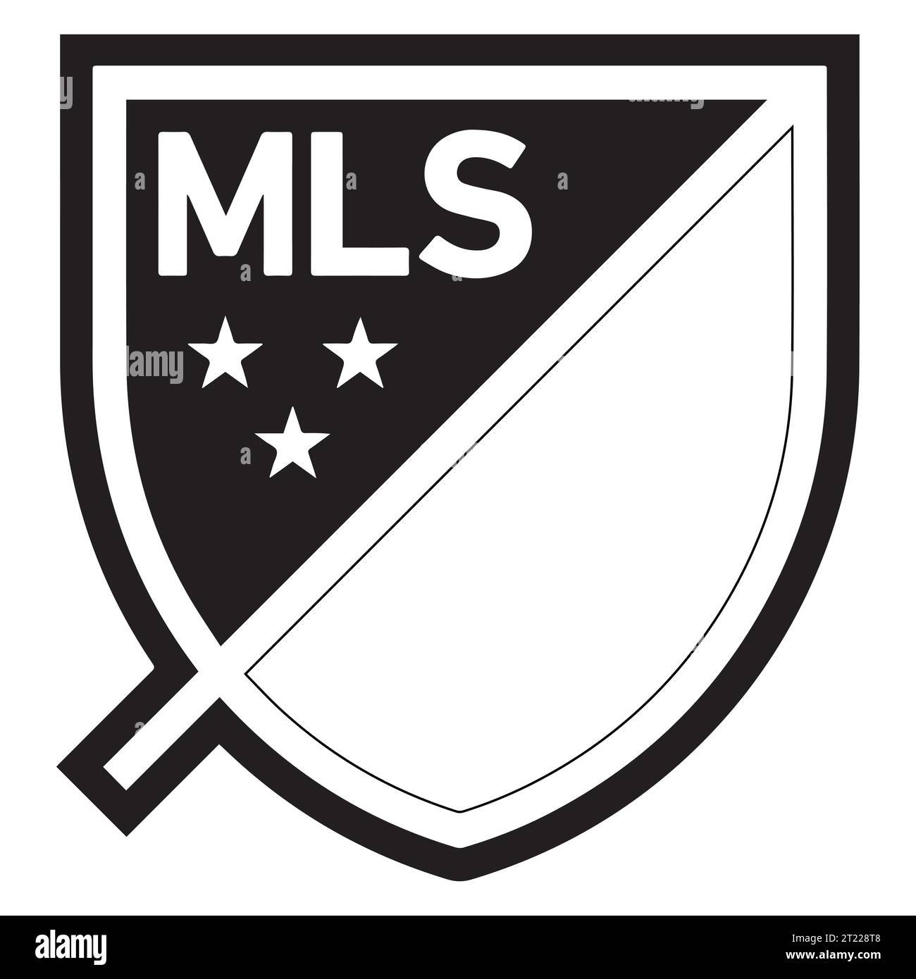 Logo MLS Noir et blanc système de ligue de football professionnel des États-Unis, Illustration vectorielle Résumé image modifiable en noir et blanc Illustration de Vecteur