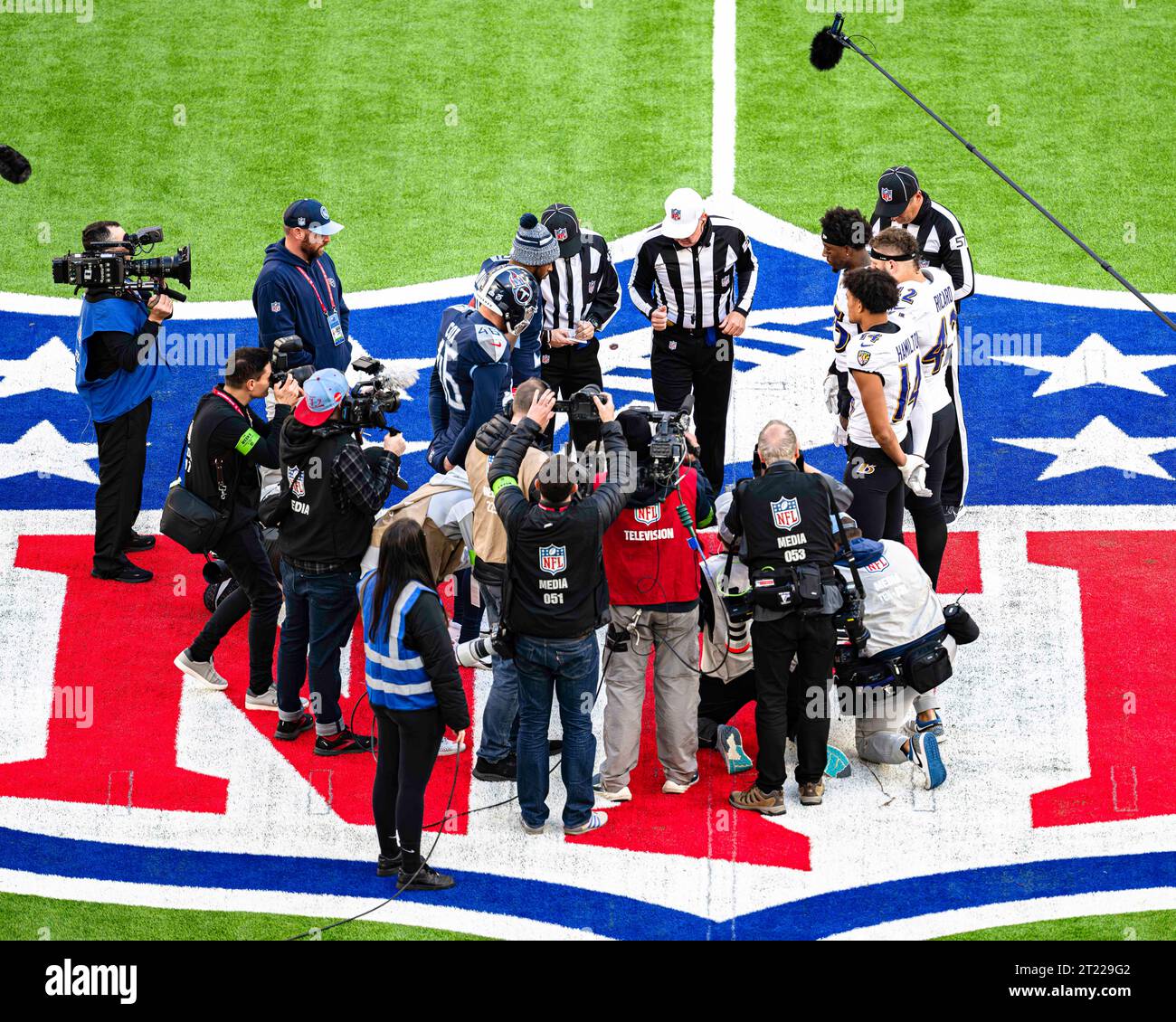 LONDRES, ROYAUME-UNI. 15 octobre 23. Un aperçu du tirage au sort lors de la NFL 2023 London Series - Baltimore Ravens vs Tennessee Titans au Tottenham Hotspur Stadium le dimanche 15 octobre 2023. LONDRES ANGLETERRE. Crédit : Taka G Wu/Alamy Live News Banque D'Images