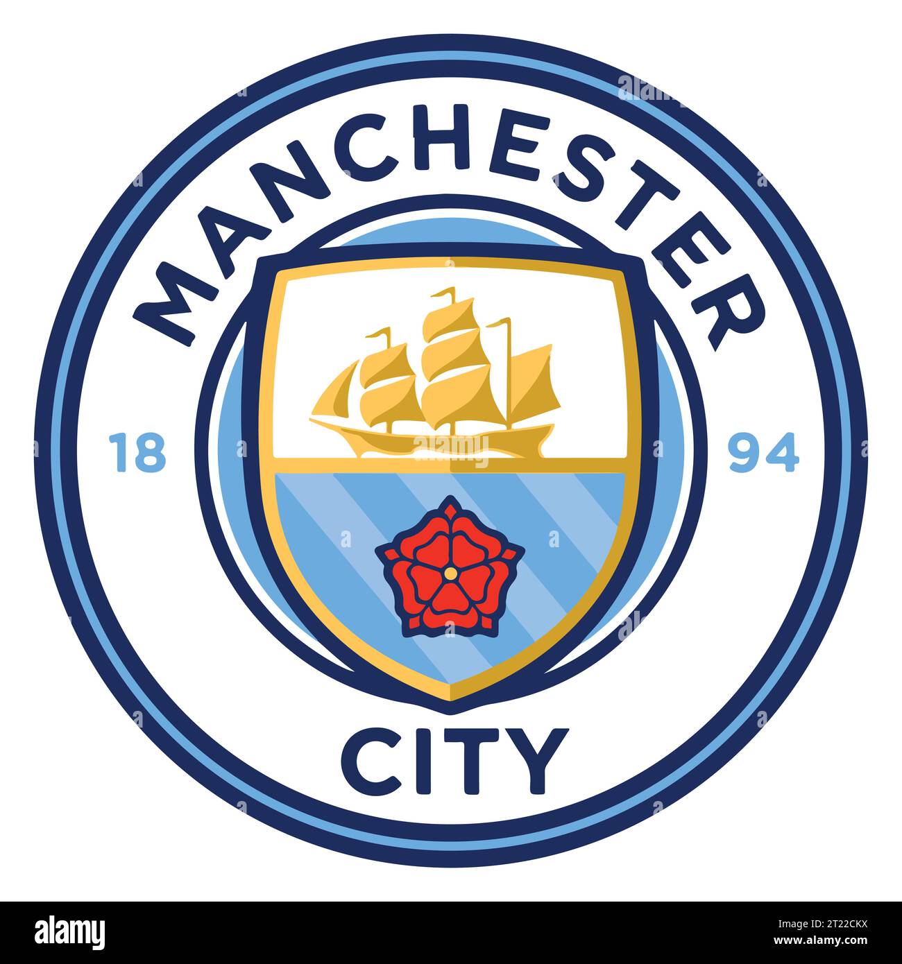 Manchester City FC logo coloré système de ligue de football professionnel anglais, illustration vectorielle image abstraite Illustration de Vecteur
