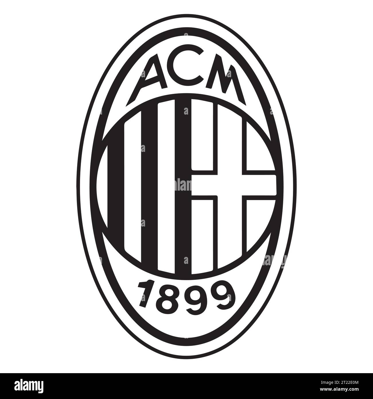 AC Milan logo Noir et blanc Club de football professionnel italien, Illustration vectorielle Résumé image modifiable en noir et blanc Illustration de Vecteur