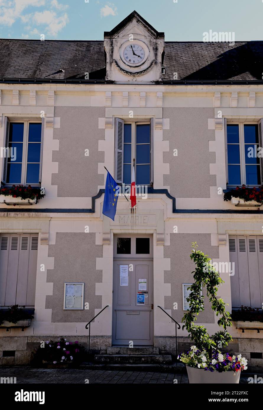 La mairie à Chenonceaux, un village dans la région touristique de la vallée de la Loire en France. L'attraction principale du village est le Château de Chenonceau. Banque D'Images