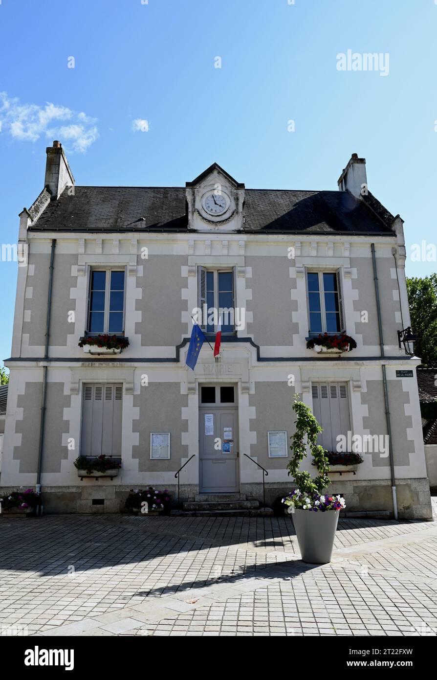 La mairie à Chenonceaux, un village dans la région touristique de la vallée de la Loire en France. L'attraction principale du village est le Château de Chenonceau. Banque D'Images