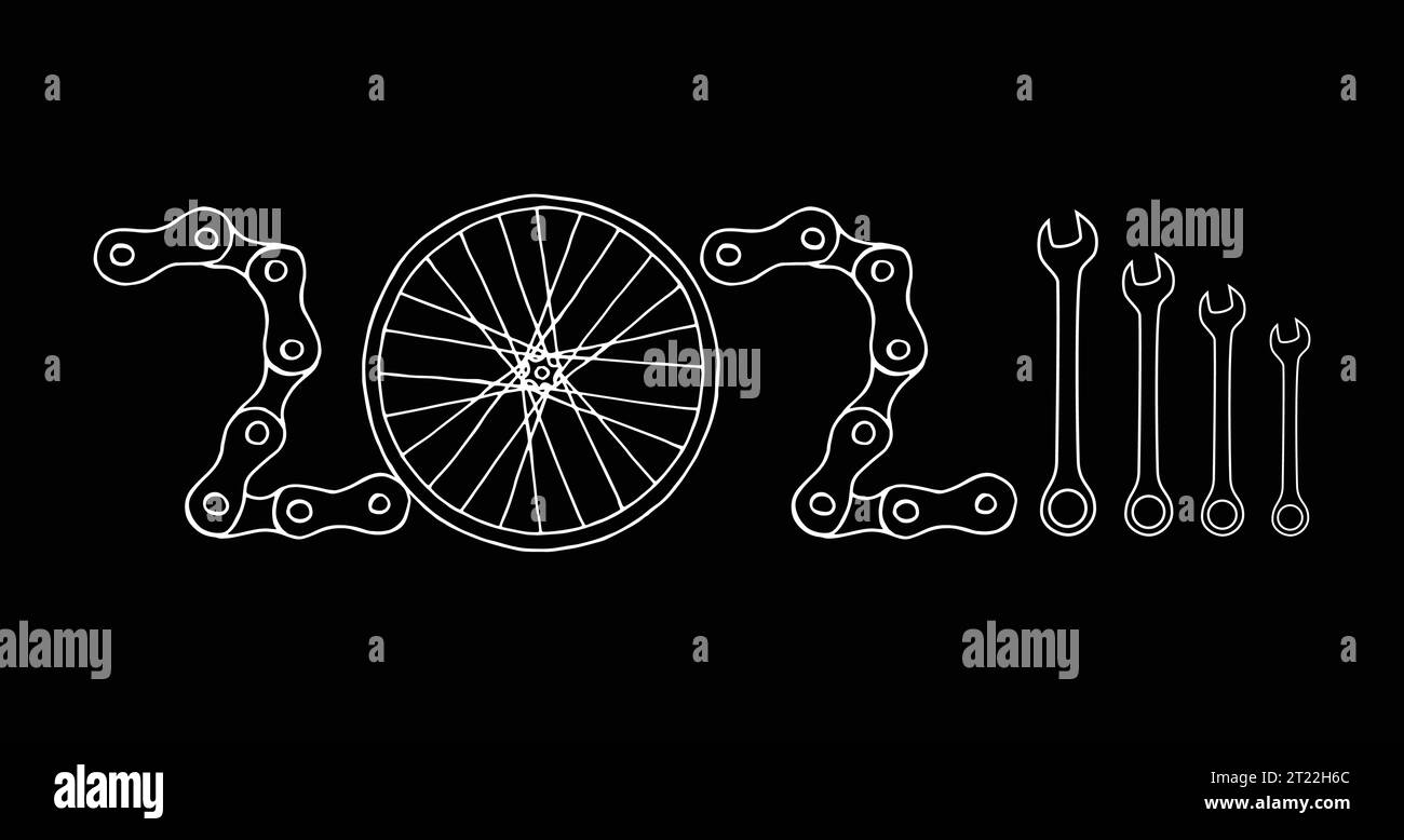 Vélo nouvel an 2024 fond noir Illustration de Vecteur