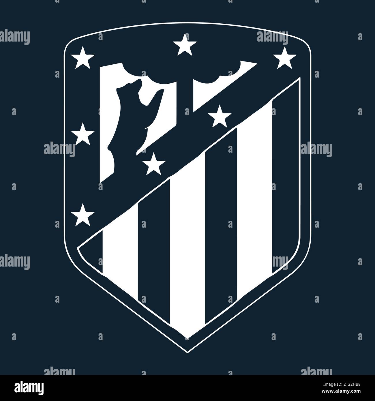 Atletico Madrid logo blanc Club de football professionnel espagnol, Illustration vectorielle Abstract Bleu image de fond modifiable Illustration de Vecteur