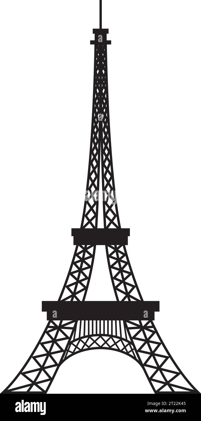 Simple dessin plat noir de la TOUR EIFFEL, PARIS Illustration de Vecteur