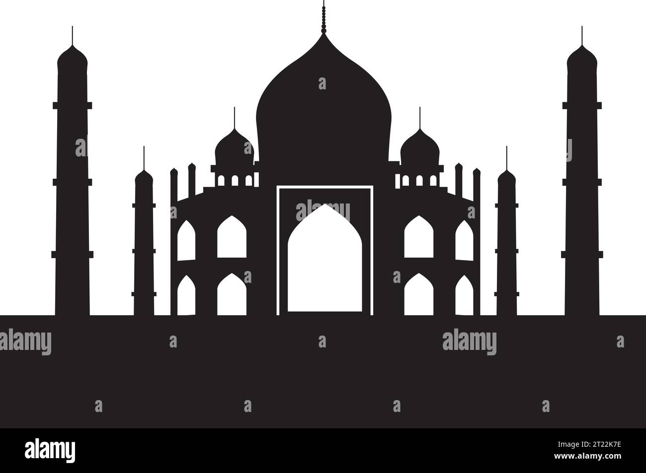 Dessin plat noir simple du TAJ MAHAL, AGRA Illustration de Vecteur