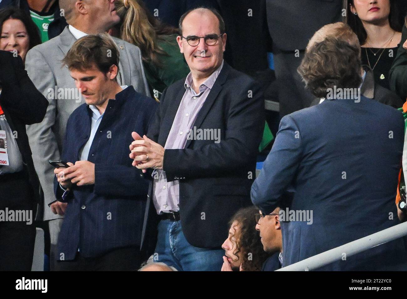 Saint-Denis, France, France. 14 octobre 2023. Président-directeur général du groupe RATP et ancien Premier ministre français Jean CASTEX lors de la coupe du monde 2023, match de quart de finale entre l'Irlande et la Nouvelle-Zélande au Stade de France le 14 octobre 2023 à Saint-Denis près de Paris. (Image de crédit : © Matthieu Mirville/ZUMA Press Wire) USAGE ÉDITORIAL SEULEMENT! Non destiné à UN USAGE commercial ! Banque D'Images