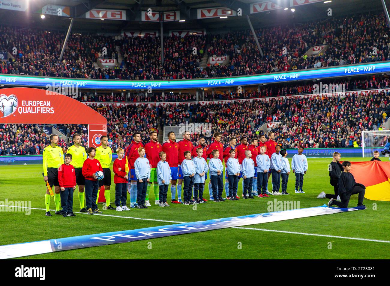 Oslo, Norvège, 15 octobre 2023. Espagne avant le match de qualification Euro 2024 entre la Norvège et l'Espagne au stade Ullevål à Oslo. Crédit : Frode Arnesen/Alamy Live News Banque D'Images