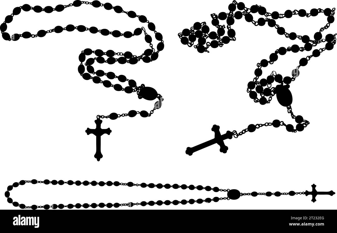Ensemble de différents chapelets isolés sur blanc Illustration de Vecteur