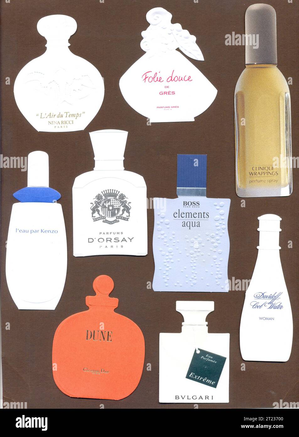 Testeurs de parfum publicitaires découpés au milieu des années 1990 Banque D'Images