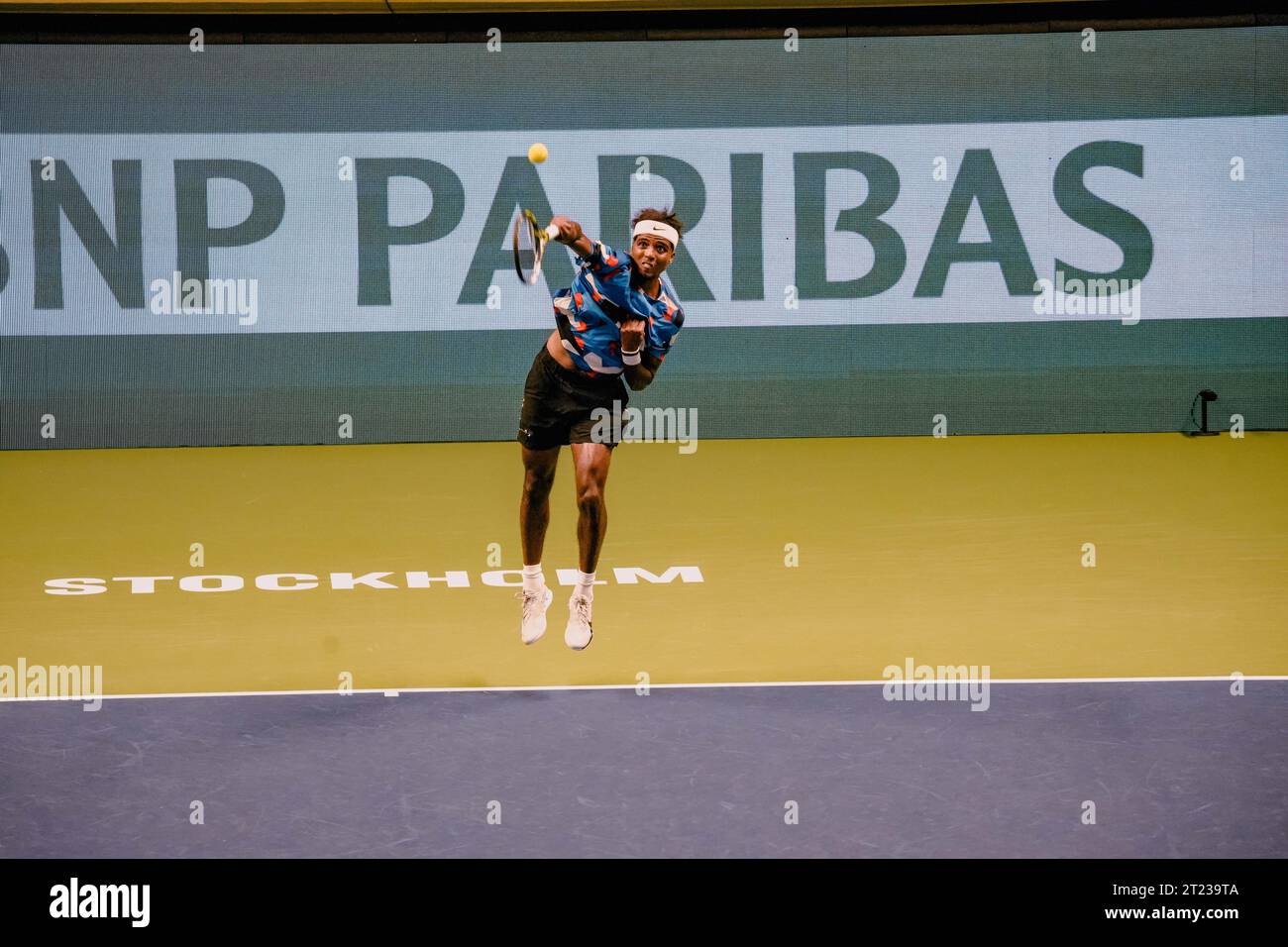 Stockholm, Suède. 16 octobre 2023. Stockholm, Kungliga tennishallen, Elias Ymer contre Roberto Bautista Agut. Elias Ymer crédit : Daniel Bengtsson/Alamy Live News Banque D'Images