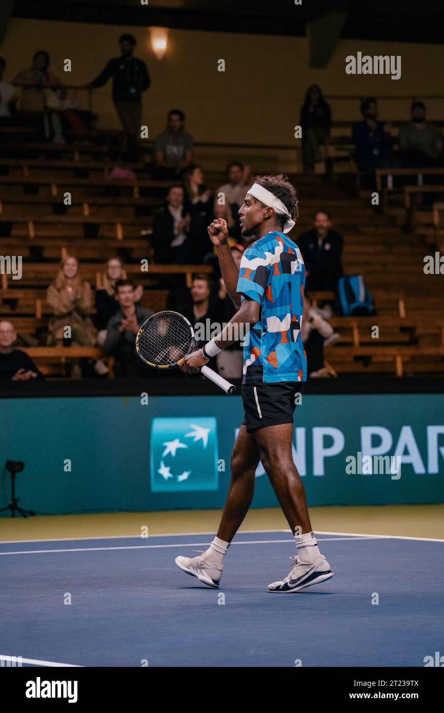 Stockholm, Suède. 16 octobre 2023. Stockholm, Kungliga tennishallen, Elias Ymer contre Roberto Bautista Agut. Elias Ymer crédit : Daniel Bengtsson/Alamy Live News Banque D'Images