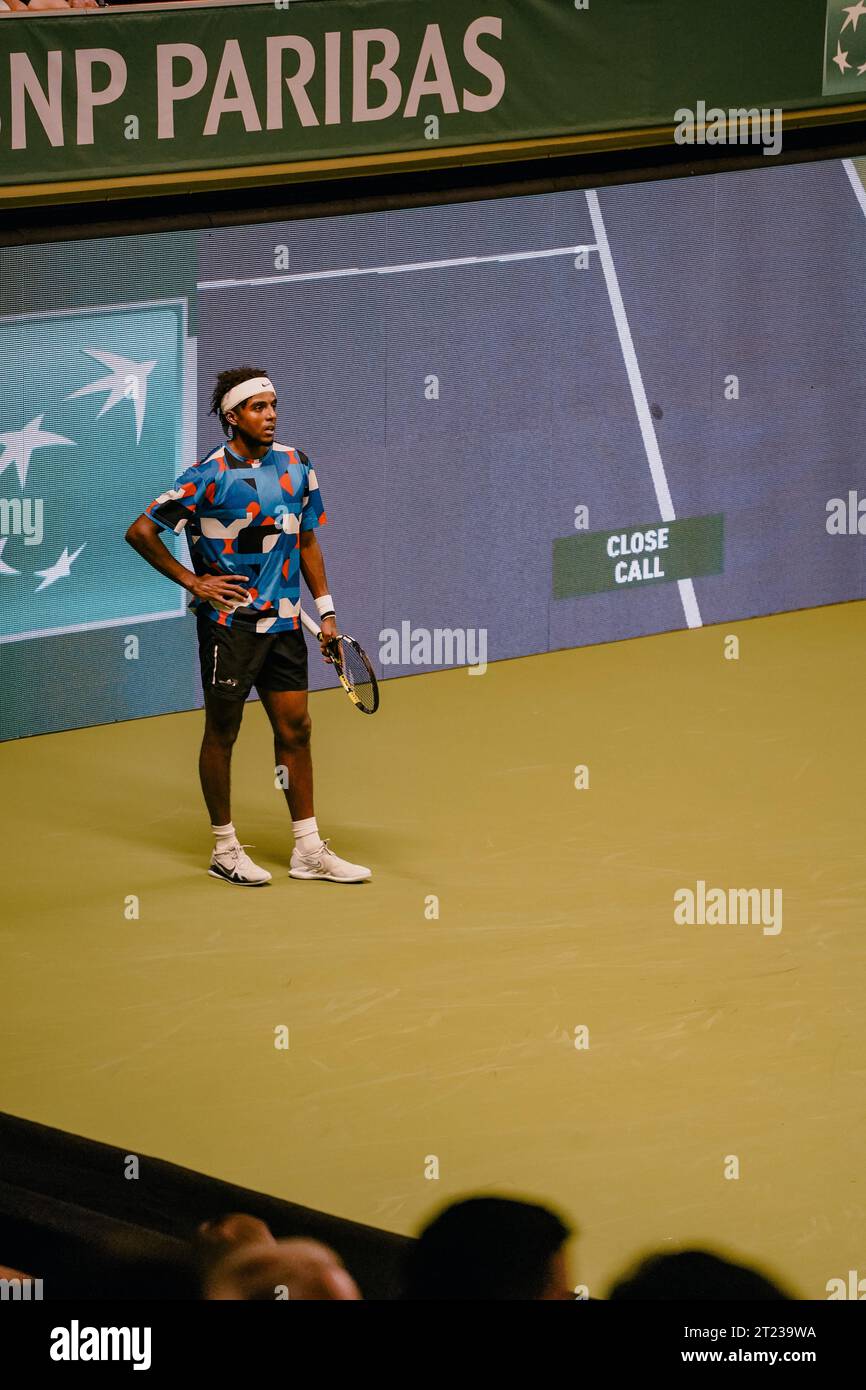 Stockholm, Suède. 16 octobre 2023. Stockholm, Kungliga tennishallen, Elias Ymer contre Roberto Bautista Agut. Elias Ymer crédit : Daniel Bengtsson/Alamy Live News Banque D'Images