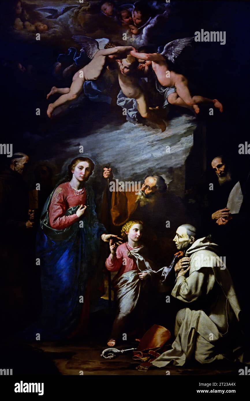 Trinité terrestre avec Saints Bruno Benoît, Bernardino de Sienne et Bonavature 1626-1630 José de Ribera 1591-1652 Espagne, Espagnol, Museo di Capodimonte, Naples, Italie, italien. Banque D'Images