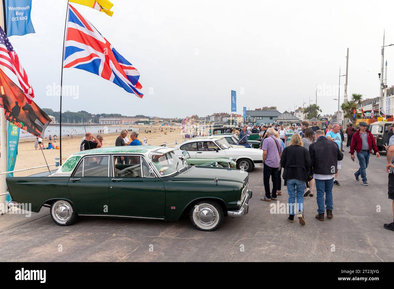 Dorset car club événement de voitures classiques et de véhicules sur la promenade de Weymouth, Dorset, Angleterre, 2023 Banque D'Images