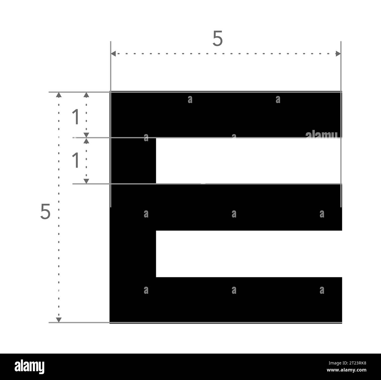 E inscrire le symbole de test oculaire avec les mesures de l'illustration médicale. Contour de style d'esquisse de vecteur de ligne isolé. Tableau de vision optométriste ophtalmique pour l'examen Vérification des lunettes optiques Illustration de Vecteur