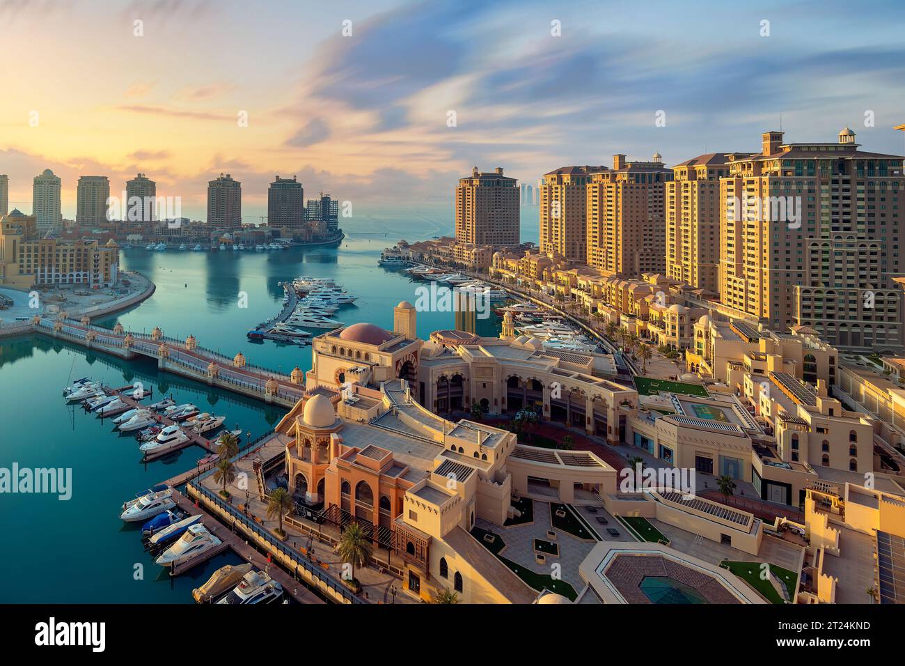 Vue aérienne de Peral Qatar Porto Arabia Banque D'Images