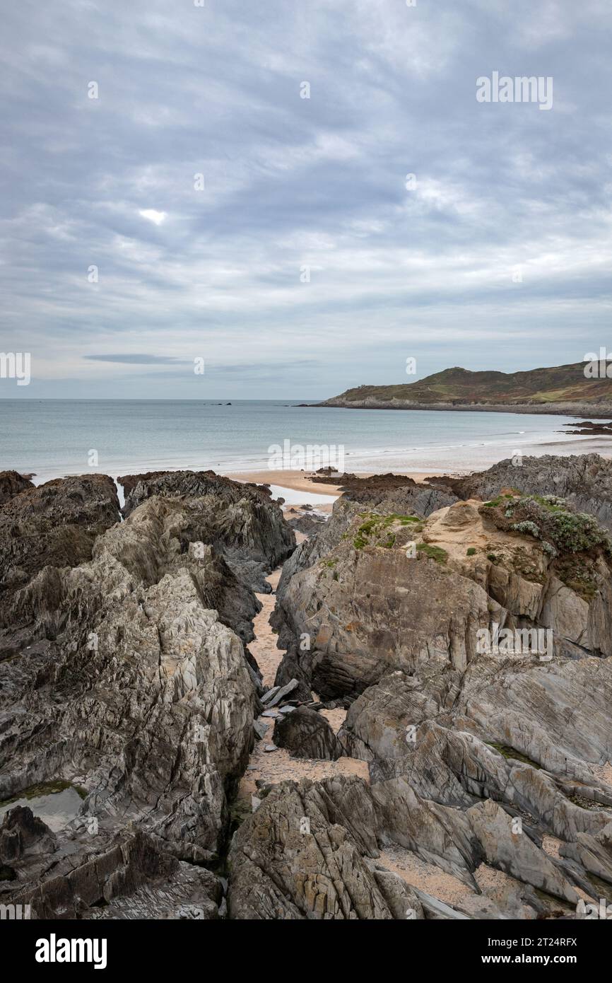 Marée basse à la plage de Barricade, Woolacombe Banque D'Images