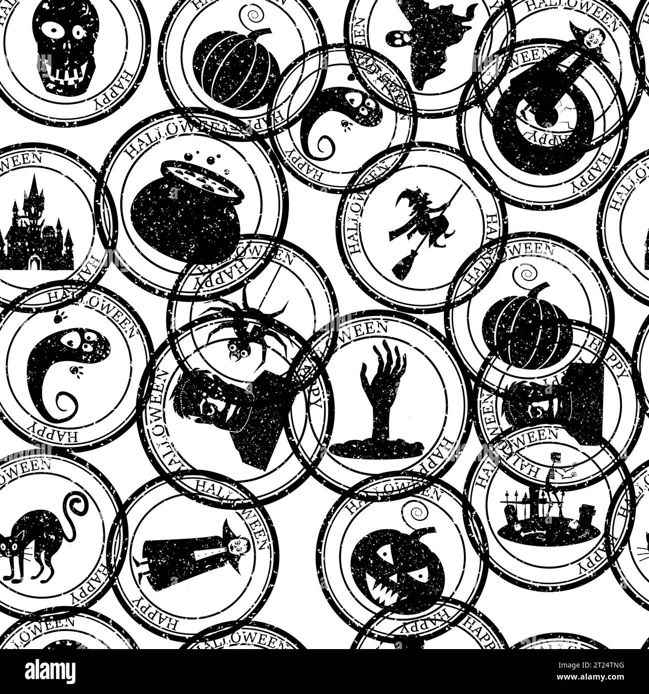 Halloween motif sans couture vieux timbres-poste, vintage postal Illustration de Vecteur