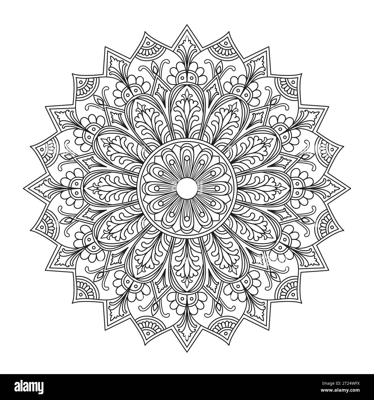 Mandala Design à la mode de la page de livre de coloriage pour les adultes. Pages de livre de coloriage facile Mandala pour les adultes, capacité de se détendre, expériences cérébrales donnent Illustration de Vecteur