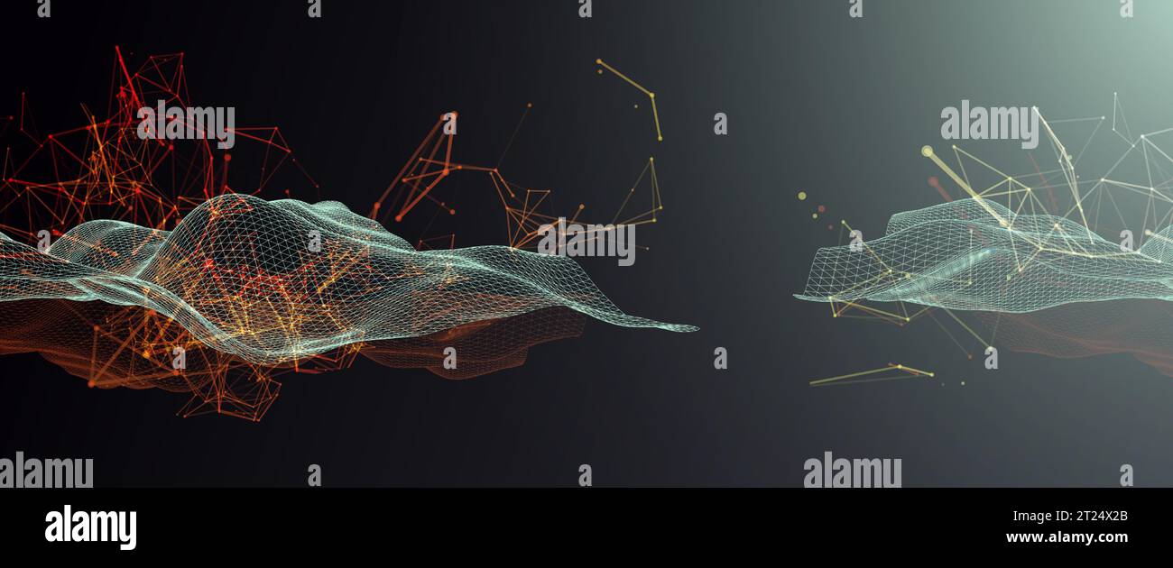 Fond scientifique polygonal avec des points et des lignes de connexion. Visualisation de données numériques. Vecteur Illustration de Vecteur