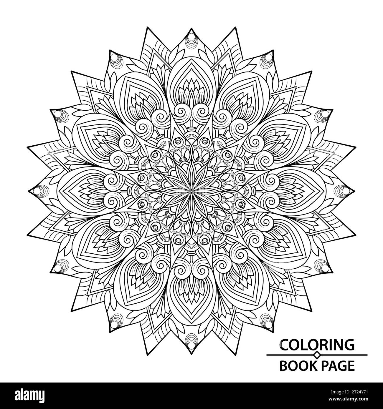 Floral, Mandala abstrait pour la coupe de papier et la page de livre de couleur. Easy Mandala Colouring pages de livre pour adultes, capacité de se détendre, expériences cérébrales Illustration de Vecteur